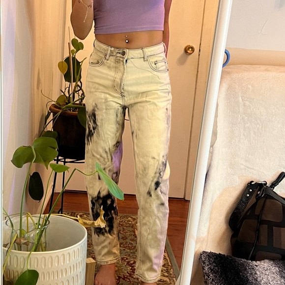 ZARA high rise tie dye bleach wash mom jeans - Picture 5 of 7